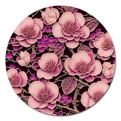 Plum Blossom Blossom Magnet 5  (round) by Grandong