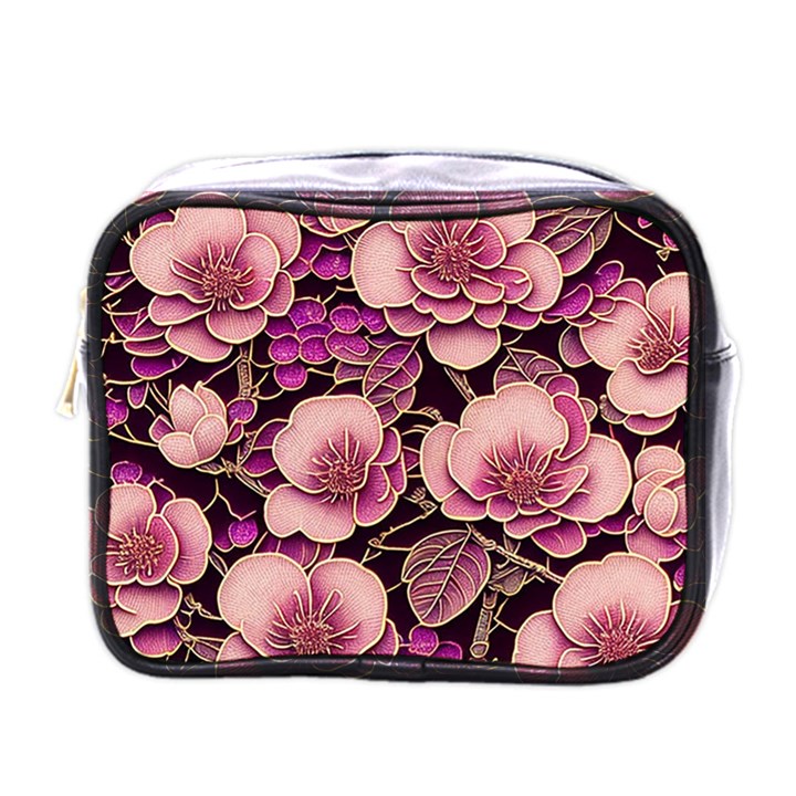 Plum Blossom Blossom Mini Toiletries Bag (One Side)