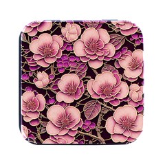 Plum Blossom Blossom Square Metal Box (black) by Grandong