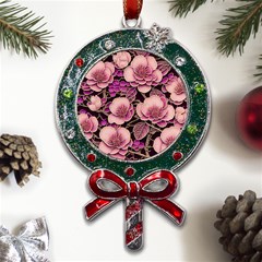 Plum Blossom Blossom Metal X mas Lollipop With Crystal Ornament by Grandong