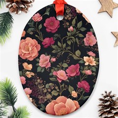 Flower Pattern Oval Ornament (two Sides)