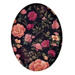 Flower Pattern Oval Glass Fridge Magnet (4 pack) Front