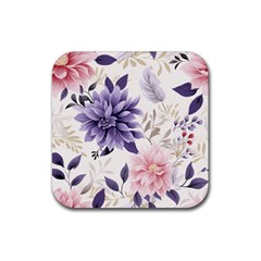 Flowers Pattern Floral Rubber Coaster (square) by Grandong