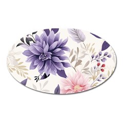 Flowers Pattern Floral Oval Magnet