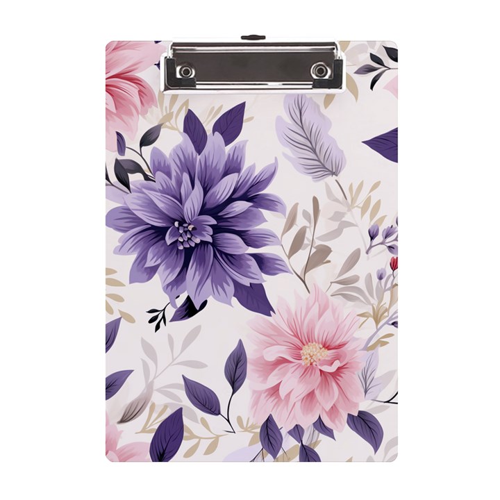 Flowers Pattern Floral A5 Acrylic Clipboard