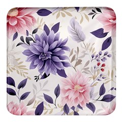 Flowers Pattern Floral Square Glass Fridge Magnet (4 Pack) by Grandong