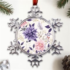 Flowers Pattern Floral Metal Large Snowflake Ornament by Grandong