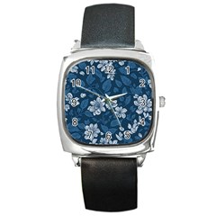 Pattern Flowers Design Nature Square Metal Watch by Grandong