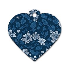 Pattern Flowers Design Nature Dog Tag Heart (one Side) by Grandong