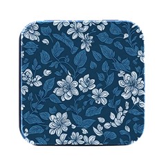 Pattern Flowers Design Nature Square Metal Box (black)