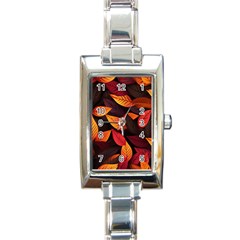 Leaves Autumn Rectangle Italian Charm Watch by Grandong