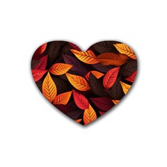 Leaves Autumn Rubber Coaster (heart) by Grandong