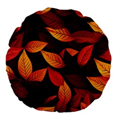 Leaves Autumn Large 18  Premium Flano Round Cushions by Grandong