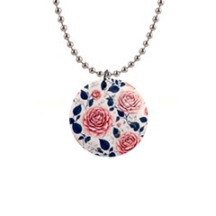 Flowers Pattern Plant 1  Button Necklace by Grandong