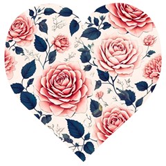 Flowers Pattern Plant Wooden Puzzle Heart by Grandong