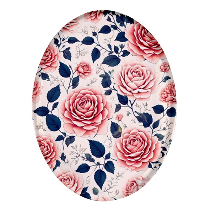 Flowers Pattern Plant Oval Glass Fridge Magnet (4 pack)