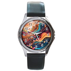 Pattern Abstract Round Metal Watch by Grandong