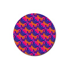 Purple Design Scrapbooking Blue Rubber Coaster (round) by Grandong