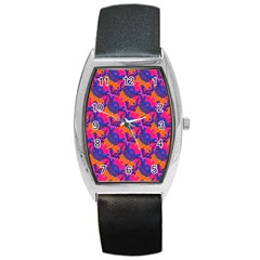 Purple Design Scrapbooking Blue Barrel Style Metal Watch by Grandong