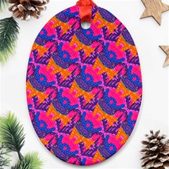 Purple Design Scrapbooking Blue Oval Ornament (two Sides) by Grandong