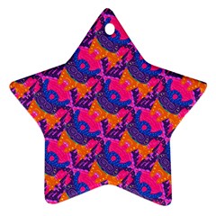 Purple Design Scrapbooking Blue Star Ornament (two Sides) by Grandong