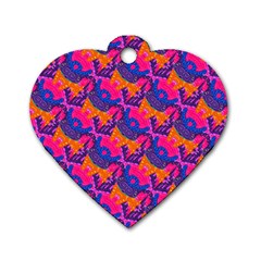 Purple Design Scrapbooking Blue Dog Tag Heart (one Side) by Grandong