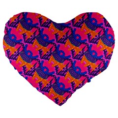 Purple Design Scrapbooking Blue Large 19  Premium Heart Shape Cushions by Grandong