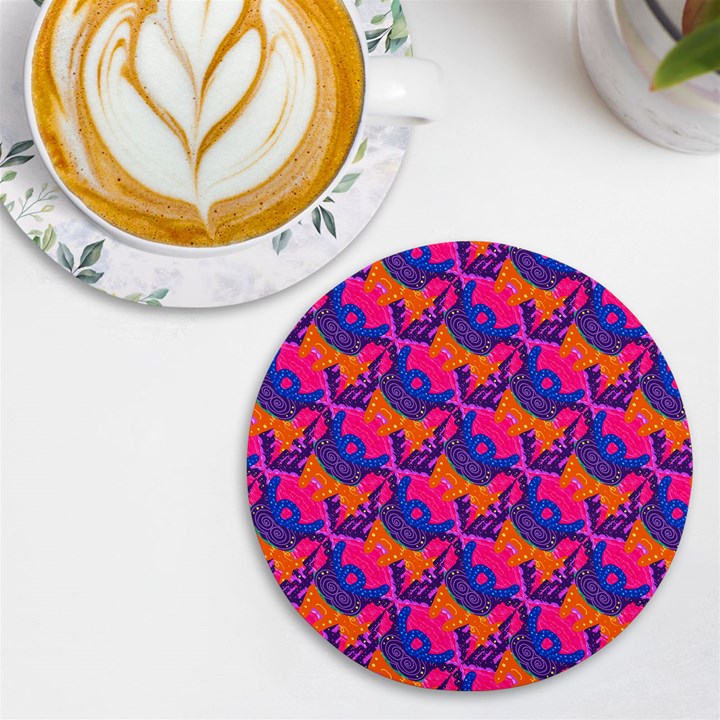 Purple Design Scrapbooking Blue UV Print Round Tile Coaster