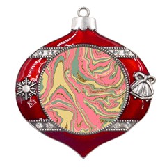 Pattern Glitter Pastel Layer Metal Snowflake And Bell Red Ornament by Grandong