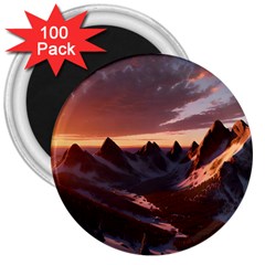 Landscape Mountains Nature 3  Magnets (100 Pack) by Ravend