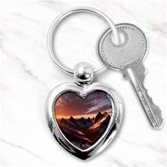 Landscape Mountains Nature Key Chain (heart) by Ravend