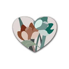 Flowers Plants Leaves Foliage Rubber Heart Coaster (4 Pack) by pakminggu