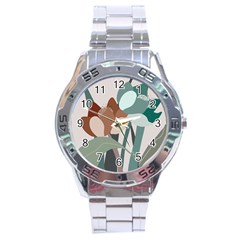 Flowers Plants Leaves Foliage Stainless Steel Analogue Watch by pakminggu