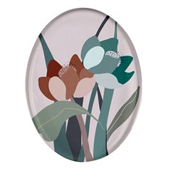 Flowers Plants Leaves Foliage Oval Glass Fridge Magnet (4 Pack) by pakminggu