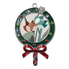 Flowers Plants Leaves Foliage Metal X mas Lollipop With Crystal Ornament by pakminggu