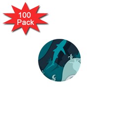 Ocean Turtle Shark Sea Life Sea 1  Mini Buttons (100 Pack)  by pakminggu