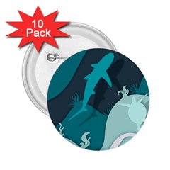 Ocean Turtle Shark Sea Life Sea 2 25  Buttons (10 Pack)  by pakminggu