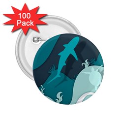 Ocean Turtle Shark Sea Life Sea 2 25  Buttons (100 Pack)  by pakminggu