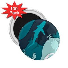 Ocean Turtle Shark Sea Life Sea 2 25  Magnets (100 Pack)  by pakminggu