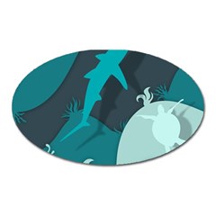 Ocean Turtle Shark Sea Life Sea Oval Magnet by pakminggu