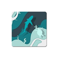 Ocean Turtle Shark Sea Life Sea Square Magnet by pakminggu