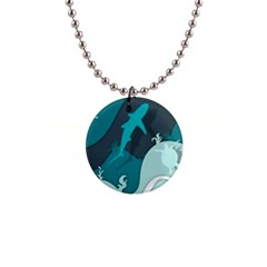 Ocean Turtle Shark Sea Life Sea 1  Button Necklace by pakminggu