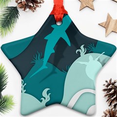 Ocean Turtle Shark Sea Life Sea Star Ornament (two Sides) by pakminggu