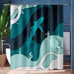 Ocean Turtle Shark Sea Life Sea Shower Curtain 60  X 72  (medium)  by pakminggu