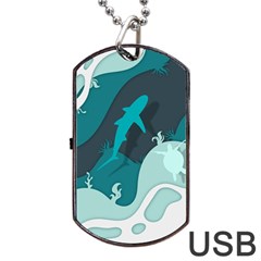 Ocean Turtle Shark Sea Life Sea Dog Tag Usb Flash (one Side) by pakminggu