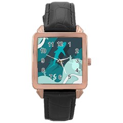 Ocean Turtle Shark Sea Life Sea Rose Gold Leather Watch  by pakminggu