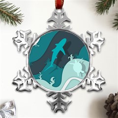 Ocean Turtle Shark Sea Life Sea Metal Small Snowflake Ornament by pakminggu