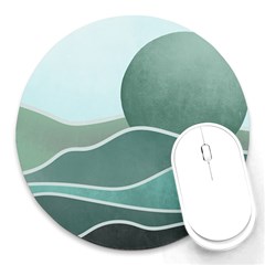 Mountains Wall Print Boho Art Round Mousepad by pakminggu