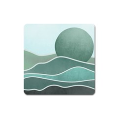 Mountains Wall Print Boho Art Square Magnet by pakminggu