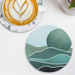 Mountains Wall Print Boho Art Uv Print Round Tile Coaster by pakminggu